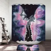Purplish Space Dragon Flying through the Cosmos Shower Curtain