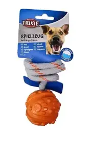 Trixie Spielzeug Ball on a Rope Floatable 35cm Orange Dog Toy