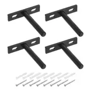 4Pcs 3 Inch Wall Mounting Floating Shelf Bracket Blind Shelf Support, Black