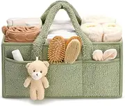Diaper Caddy Organizer, Stylish Baby Diaper Basket, Storage Basket for Diapers (Green)