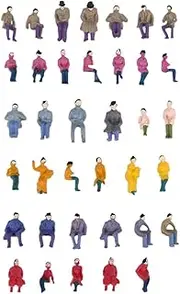 HO Scale Train Railways Painted Seated People Female Male Miniatures 1:87 50pcs