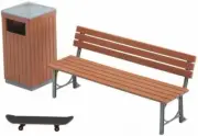 Hasegawa 1:12 Scale Park Bench & Trash Can