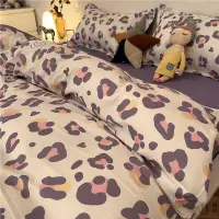 在飛比找樂天市場購物網優惠-ins韓國性感俏皮紫色豹紋床包 單人雙人加大特大兩用床包組 