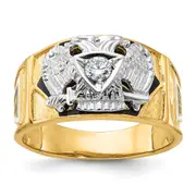 14k Two-tone Gold Men's Polished and Textured 32nd Degree Scottish Rite Masonic Ring Mounting