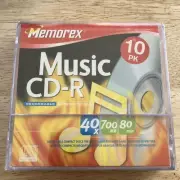 Memorex Music CD-R Recordable 80 Minute Blank Cd New Still In Package 10 Pack