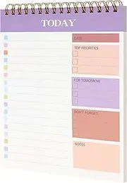 JUNART Daily Planner Notepad, 8.5"×5.7" To Do List Notepad Spiral Bound, Clear Cover Portable Daily Planner for Students,Commuters,Office,Home(Purple)