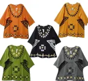 Dashiki Vintage Men women Mud cloth Shirt African Blouse Organic Cotton One Size