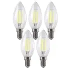 5 x LED Filament Candle Lamp E14 4W 6000k Day Light 450 Lm Glass Bulb 360° SAA