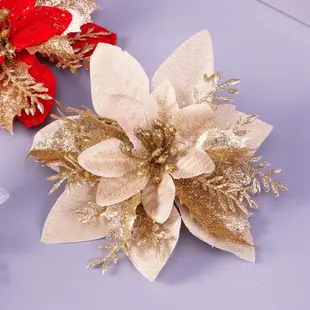 圣誕節裝飾品金粉圣誕花朵仿真花雙層裝扮圣誕樹花環拍攝場景布置