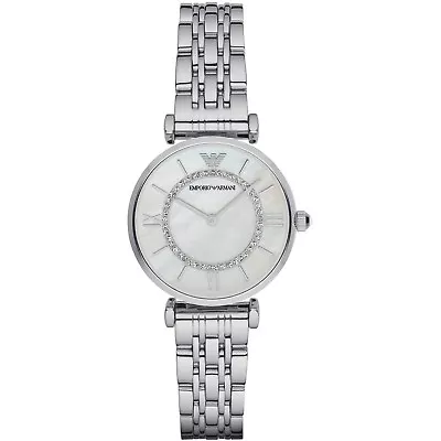 ARMANI WOMENS WATCH AR1908 MOTHER OF PEARL DIAL GIANNI T-BAR, RRP EUR399