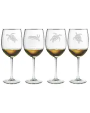 Susquehanna Glass Set of 4 Sea Turtles Wine Glasses