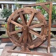 Wooden Waterwheel Fountain Waterfall Wheel Wind Water Wheel Living Water Feature Garden Pool Pond Wooden Garden Interior Decoration Free-Standing Fountain Outdoor Indoor Balcony (Size : 80cm(31.5inch