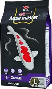 Aqua master Hi-Growth Koi Pond Fish Food Floating Pellets 42% High Protein for Fast Muscle Growth - 5kg Size Large 7.5mm