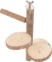 JUMPLAWN Natural Wood Bird Perch Stand for Parrots and Birds Durable Cage Accessories Safe Chewing for Playtime and Training