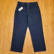 Dockers Weekend Chino Pants Womens 32x27 High Straight Ankle Dark Blue Jeans $58