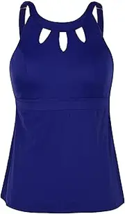 [Septangle] Women's Black Halter Tankini Top Cross Back Bathing Suit