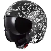 OF599 Spitfire II Tribal Matt Black White Jet Helmet