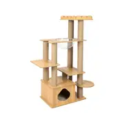 Pawz Wooden Cat Tree Scratching Post with Condo 130CM
