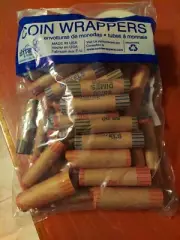 FREE SHIPPING 36 Coin Wrappers Rolls Tubes Assorted Bag NF String 1c 5c 10c 25c