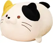 AIXINI 13.7 inch Cute Cat Plush Pillow Stuffed Squishy Animal Cylindrical Body Pillow, Super Soft Fat Cat Chubby Kitten Sleeping Kawaii Pillow-White