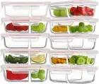 HOMBERKING 10 Pack 24oz Glass Meal Prep Containers 2 Compartment, Pink