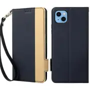 For iPhone 13 6.1 inch Contrast Color Dual ic Clasp Phone Case Card Holder Stand Cover