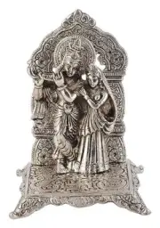 Silver Plated God Idol Radha Krishna Statue |Showpiece with Premium Gift Box