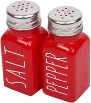 Red Salt and Pepper Shakers Set,Kitchen Decor,Glass Salt and Pepper Shakers Set,