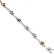 [JewelryWeb] 925 Sterling Silver Rhodium Plated Multi gemstone Bracelet 19 Centimeters Link-Bracelet for Women