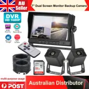 7'' Split Dual Screen Monitor DVR+2x4PIN AHD 1080P Rear View Camera 32GB Trailer