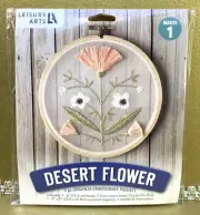 Stamped Organza Embroidery Kit Leisure Arts “Desert Flower” Lori Wenger w/Hoop
