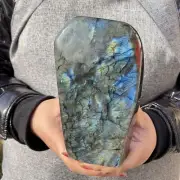 3.8LB Natural Labradorite Quartz Crystal flash Mineral healing G3774