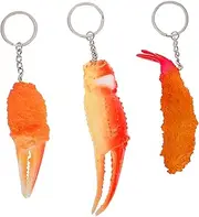 [VALICLUD] 3pcs Simulation Crab Claw Keychains Realistic Imitation Crab Claw and Fried Shrimp Pendant for Bag Backpack Car Decor Compact Durable Material Detail
