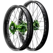 Kawasaki KX450F 2006-2018 21/19 Talon Wheel Set Black Rims Green Hubs