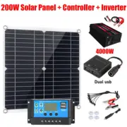 200W Solar Panel Kit 4000W Power Inverter + 12V 100A Battery Charger Controller