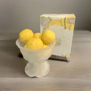 Avon Flower frost Sherbet Glass And 6 Sunny Lemon Guest soaps