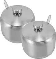 DONFAMDS 2 Pack Kitchen Spice Jars Stainless Steel Salt Sugar Container Set Spice Organizer Condiment Holder Small Sugar Jar Spoon