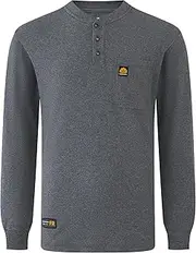 [WORKWEYA] Men's FR Shirts 5.5oz Lightweight Flame Resistant CAT2 Henley Shirt