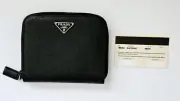 PRADA Saffiano Leather Small All Around Zipper Wallet Unisex M606x Retired