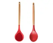 Silicone Cooking Utensil Set, Kitchen Utensils 2 Pcs Cooking Utensils Set Non-stick-Soup spoon + Migeng (red)