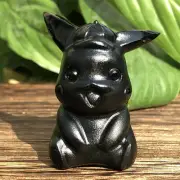 1pc Natural Obsidian Sprite in the hat skull Quartz Crystal Carved Realistic Gem