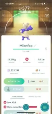 Pokemon Shiny Mienfoo - Trade 1 million stardust