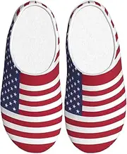 [EdWal] American flag print Winter Warm Slippers Indoor Anti-skid Plush Slippers Relaxing at Home for Women Men