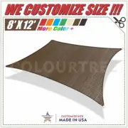 ColourTree 8' x 12' Brown Rectangle Sun Shade Sail Canopy Screen - UV Block