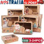 3-24Pcs Christmas Cookie Boxes with Window Food Bakery Treat Box Food Packaging