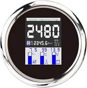 ELING 4-in-1 Multi-Functional Digital Tachometer Voltmeter Oil Pressure Water Temp Gauge for Car Motorcycle Tractor Truck 85mm 9-32V