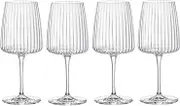 Bormioli Rocco Exclusiva Merlot Glasses, Set of 4-18 Oz. Ribbed Long Stem Star Glass Goblets with XLT Reinforced Stems - Italian-Made Red Wine Drinkware - Dishwasher Safe Crystal Glasses
