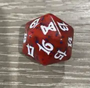 MTG d20 Spindown Life Counter Die/Dice - Time Spiral - Red Marble/White Print