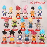 16pcs/set Dragon Ball Super Son Goku Vegeta Broly Buu Action Figure Gifts Toys 2st(16pcs)