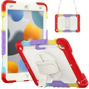 MCC Shockproof iPad 10.2" 2021 9th Gen Strap Rugged Colourful Tough Case Cover Apple [Colourful+Red]